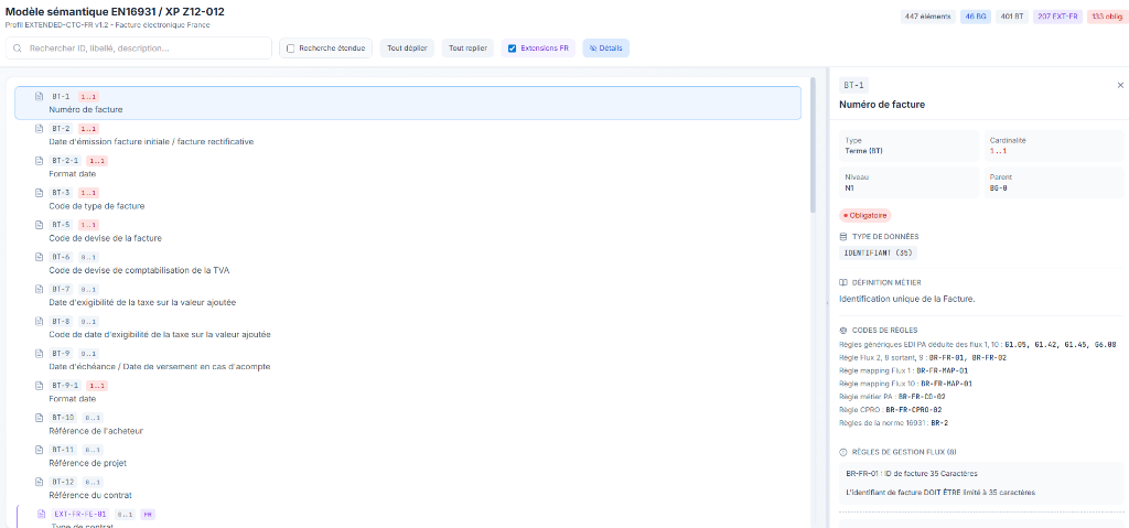 EN16931 / XP Z12-012 Semantic Model Viewer screenshot